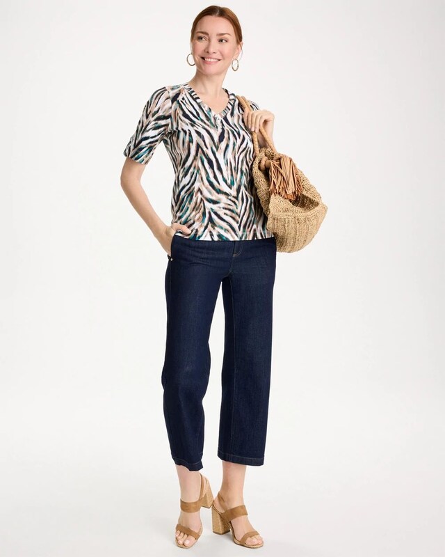 Animal Print Pima Elbow-Sleeve Tee - image 2
